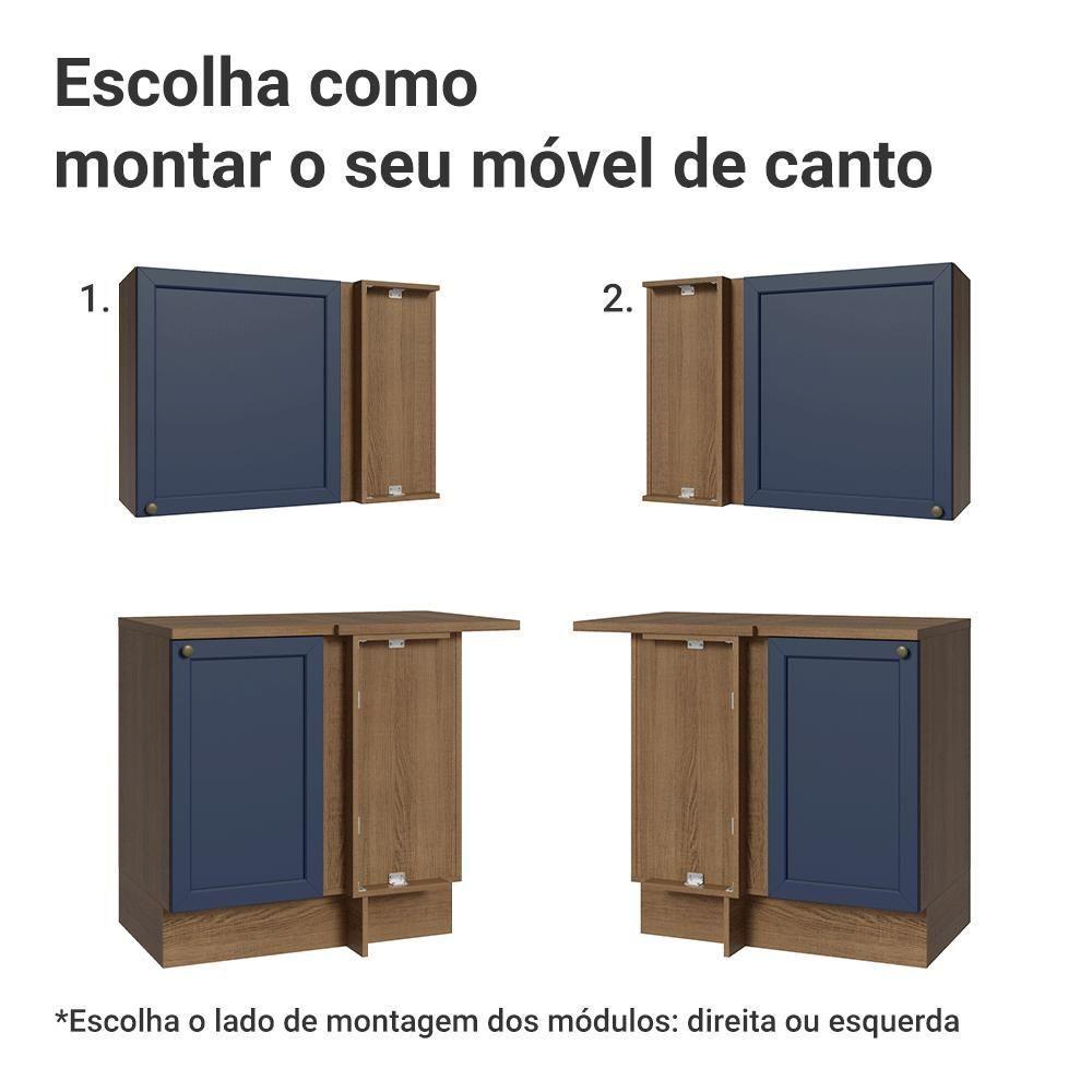 Armário De Cozinha Completa De Canto 399 Cm Rustic-azul Vik Madesa 01 Rustic-azul - 9