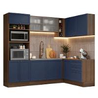 Armário De Cozinha Completa De Canto 399 Cm Rustic-azul Vik Madesa 01 Rustic-azul - 2
