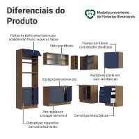 Armário De Cozinha Completa De Canto 399 Cm Rustic-azul Vik Madesa 01 Rustic-azul