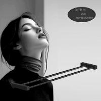 Porta Toalha Toalheiro Duplo Para Banheiro Preto Fosco Troia Grego Metal 50cm - 2