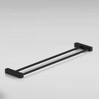 Porta Toalha Toalheiro Duplo Para Banheiro Preto Fosco Troia Grego Metal 50cm - 3