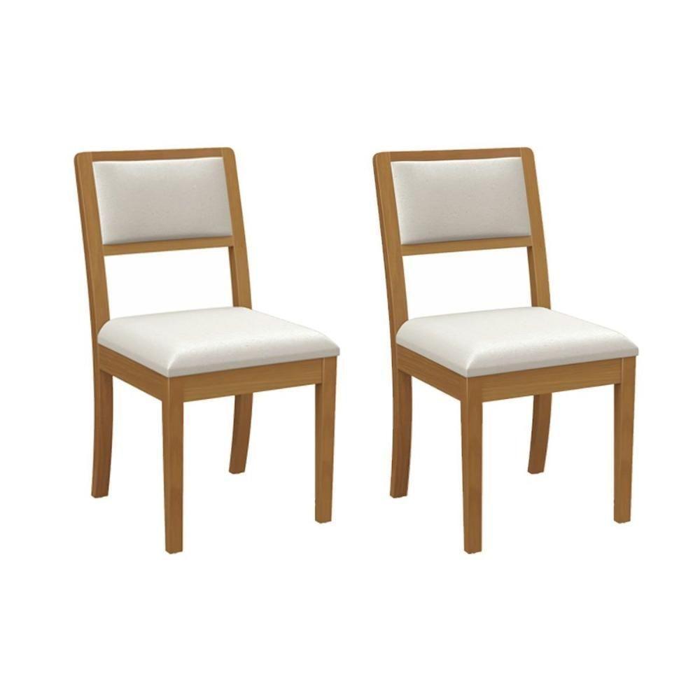 Cadeira Sala De Jantar Alice 2cmm006ca Premium Madeira Maciça Kit 2 Un Carvalho-linho Bege Caqui - Kappesberg - 1