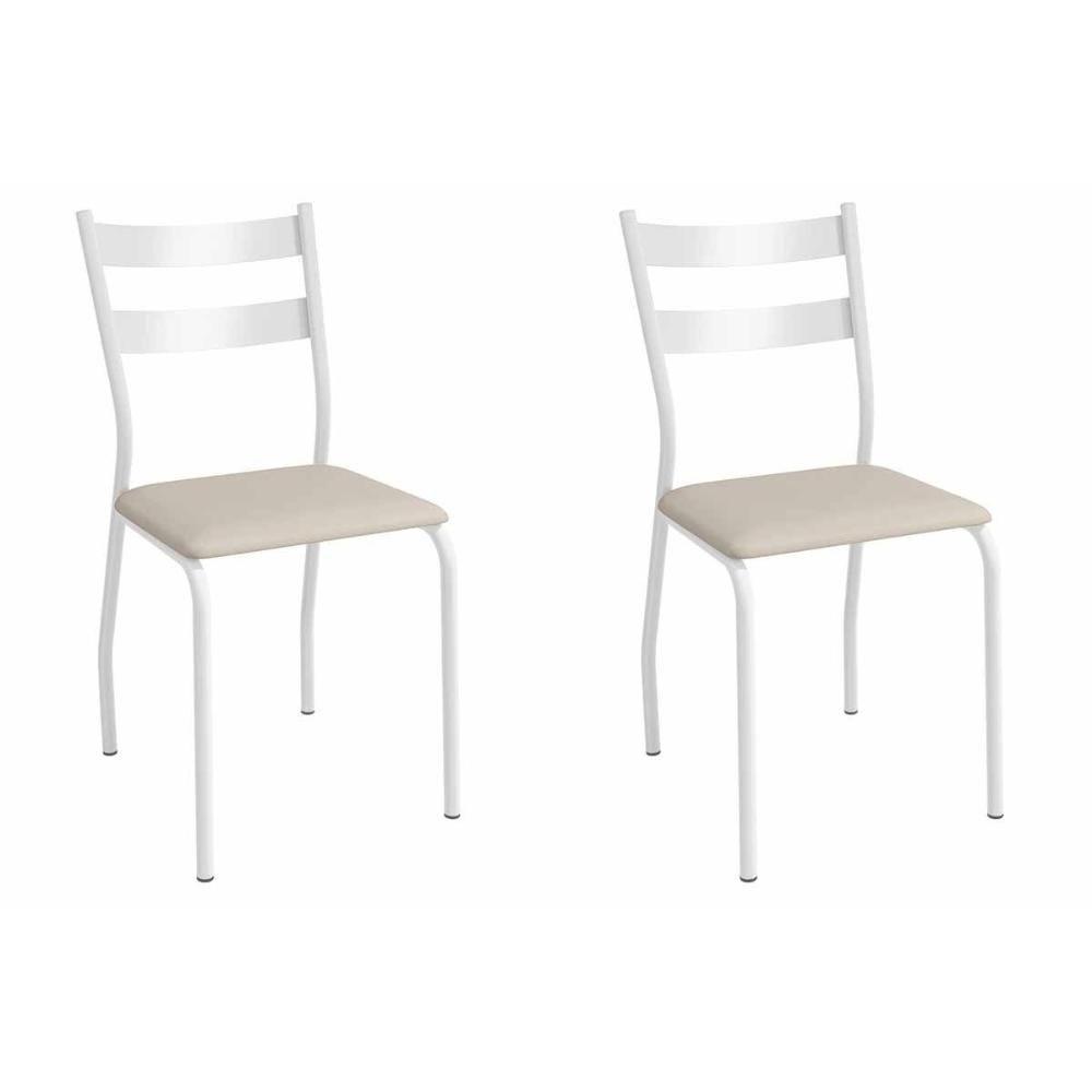 Cadeira De Cozinha Bali 2c141br Aço Kit 2 Un Branco-corano Bege - Kappesberg - 1