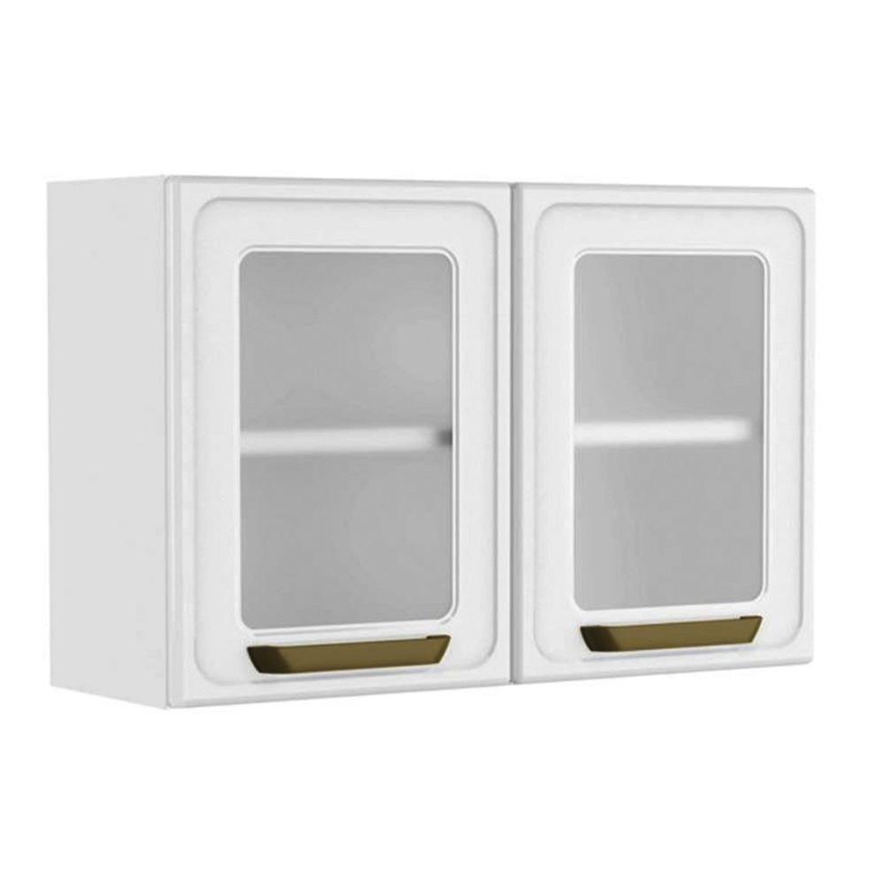 Armário De Cozinha Modulado Bella C- 2 Portas C- Vidro 80cm Branco - Bertolini - 1