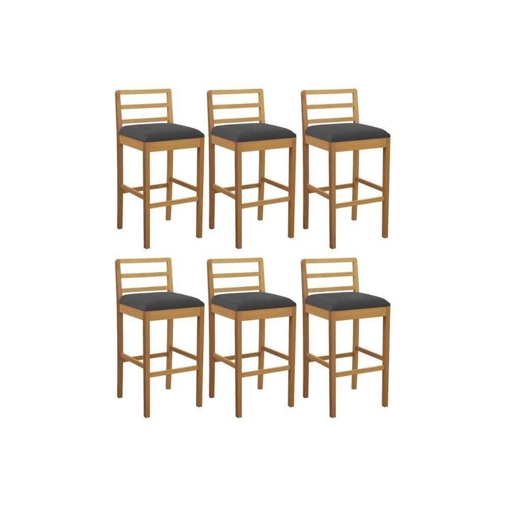 Banqueta Sala De Jantar Sofia 1bmm006ca Premium Madeira Maciça Kit 6 Un Carvalho-boucle Grafite - Kappesberg - 1