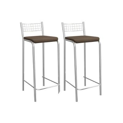 Banqueta De Cozinha Gênova 2b705cr Aço Kit 2 Un Cromado-suede Cappuccino - Kappesberg