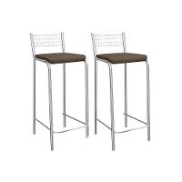 Banqueta De Cozinha Gênova 2b705cr Aço Kit 2 Un Cromado-suede Cappuccino - Kappesberg - 1