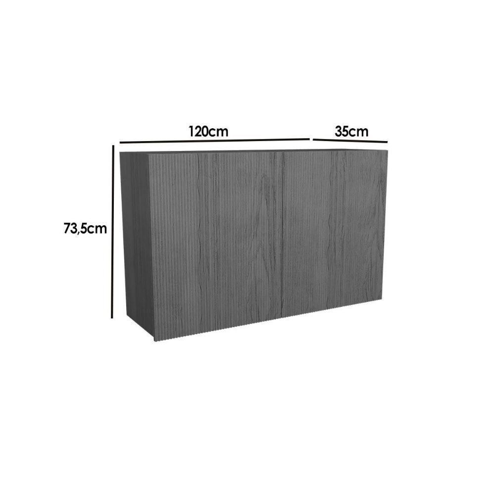 Armário Aéreo P- Cozinha Denver Ph 3105 C- 2 Portas Ripadas 120cm Freijo Rocks - Herval - 4