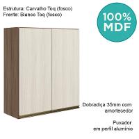 Armario Aereo 2 Portas Mdf 60 Cm Kali 12205 Carvalho Toq Bianco Toq Nicioli Carvalho Toq Bianco Toq