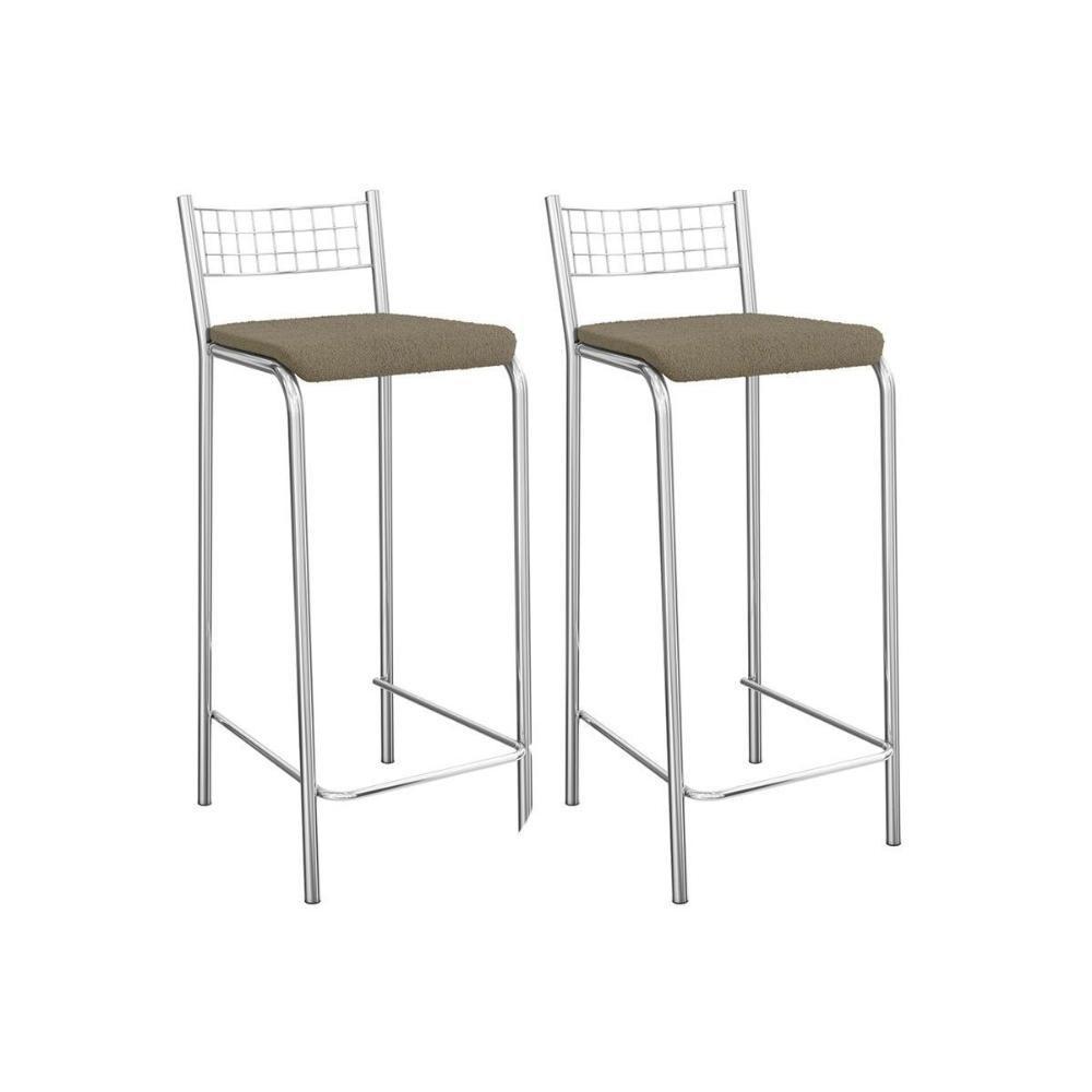 Banqueta De Cozinha Gênova 2b705cr Aço Kit 2 Un Cromado-boucle Bege Fendi - Kappesberg - 1