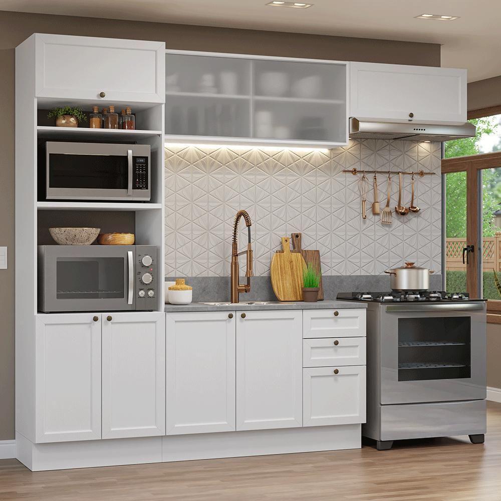 Armário De Cozinha Completa 270 Cm Branco Vik Madesa 03 Branco - 1