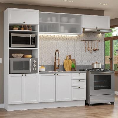 Armário de Cozinha Completa Vik 8 Portas 3 Gavetas MDF 270 cm Branco Texturizado