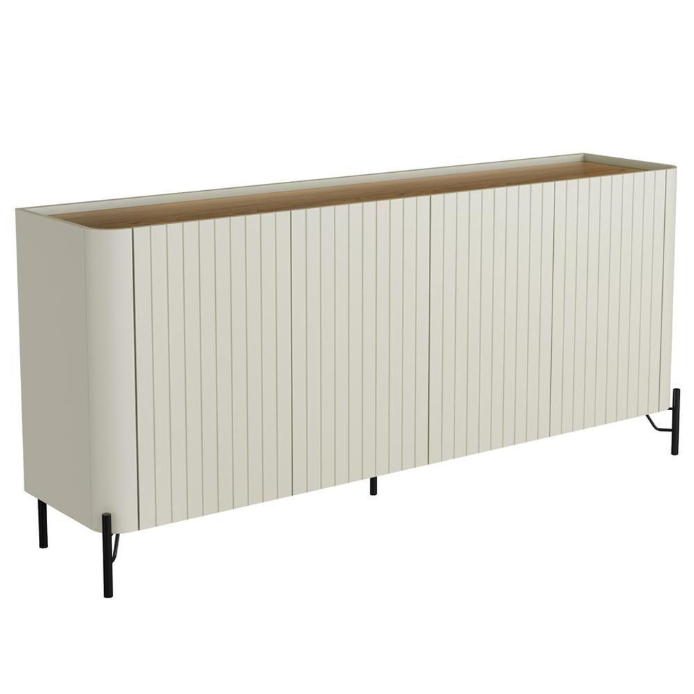 Buffet Sala De Jantar 4 Portas Brise 1 Gaveta Pés Industrial Preto Naim I03 Luna Louro - Lyam - 1