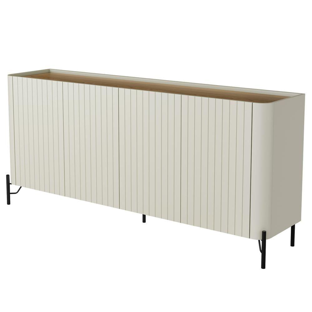 Buffet Sala De Jantar 4 Portas Brise 1 Gaveta Pés Industrial Preto Naim I03 Luna Louro - Lyam - 6