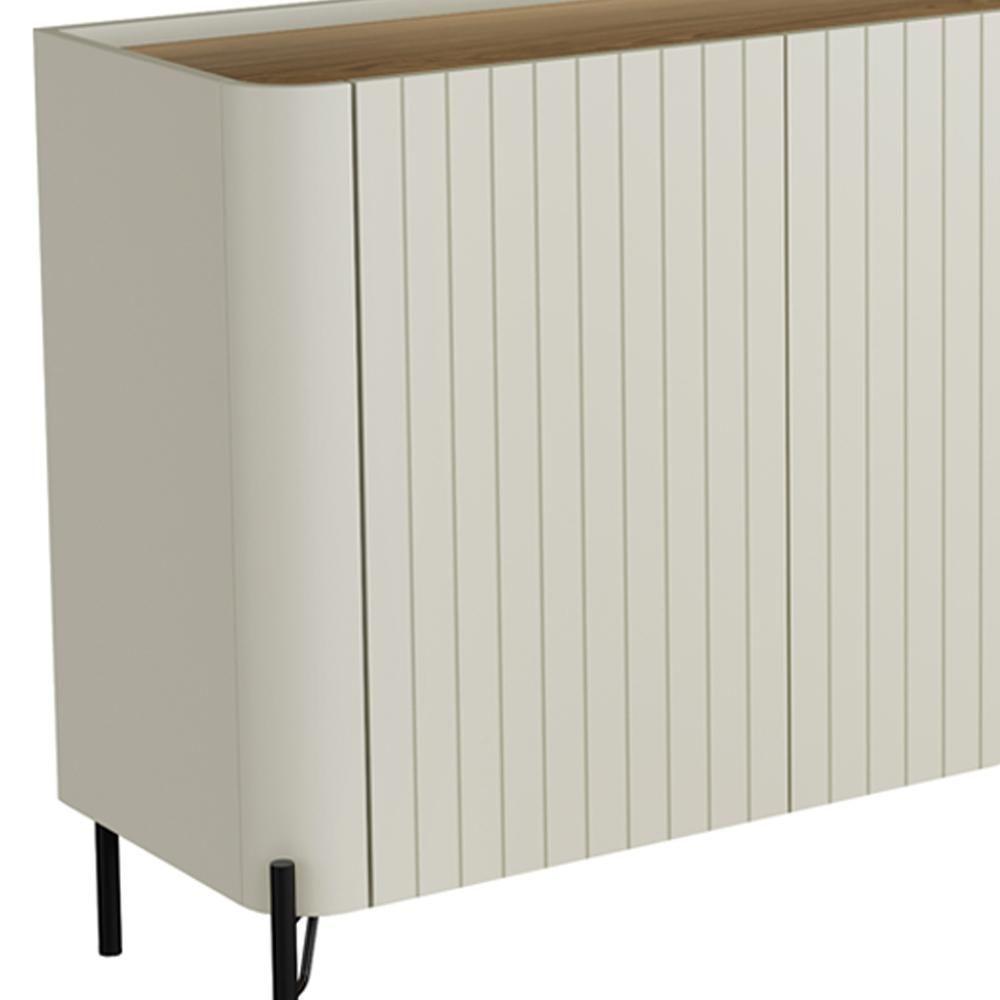 Buffet Sala De Jantar 4 Portas Brise 1 Gaveta Pés Industrial Preto Naim I03 Luna Louro - Lyam - 9