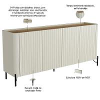 Buffet Sala De Jantar 4 Portas Brise 1 Gaveta Pés Industrial Preto Naim I03 Luna Louro - Lyam - 3