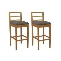 Banqueta Sala De Jantar Sofia 1bmm006ca Premium Madeira Maciça Kit 2 Un Carvalho-linho Escuro - Kappesberg - 1