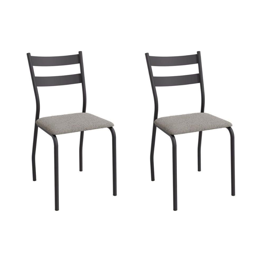 Cadeira Sala De Jantar Bali 2c141prf Aço Kit 2 Un Preto-boucle Cinza - Kappesberg - 1