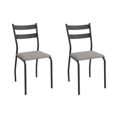Cadeira Sala De Jantar Bali 2c141prf Aço Kit 2 Un Preto-boucle Cinza - Kappesberg