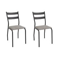 Cadeira Sala De Jantar Bali 2c141prf Aço Kit 2 Un Preto-boucle Cinza - Kappesberg - 1
