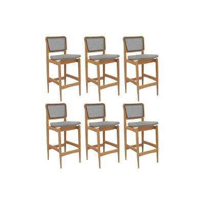 Banqueta Sala De Jantar Liz 1bmm009ca Premium Madeira Maciça Kit 6 Un Carvalho-boucle Cinza-tela Grafite - Kappesberg