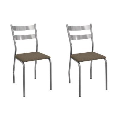 Cadeira Sala De Jantar Bali 2c141cr Aço Kit 2 Un Cromado-suede Cappuccino - Kappesberg