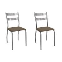 Cadeira Sala De Jantar Bali 2c141cr Aço Kit 2 Un Cromado-suede Cappuccino - Kappesberg - 1