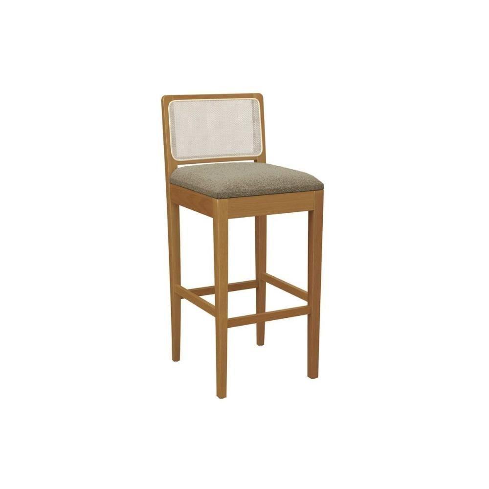 Banqueta De Cozinha Sara Madeira Maciça 1bmm005ca 1 Un Carvalho-boucle Bege Fendi-tela Bege - Kappesberg - 1