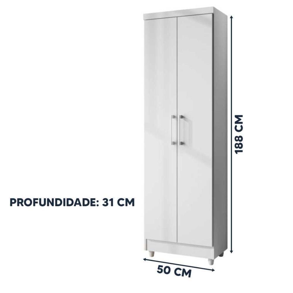 Armário Multiuso Sapateira 2 Portas 5 Divisórias Compacto Branco - 2