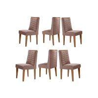 Cadeira Sala De Jantar Dafne Kit 6 Un Madeira Capuccino-linho Capuccino - Rufato - 1