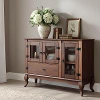 Balcão Retrô De Madeira Maciça Com 3 Portas De Vidro - 1