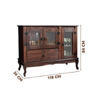 Balcão Retrô De Madeira Maciça Com 3 Portas De Vidro - 2