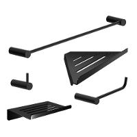 Kit Acessórios Para Banheiro Preto Fosco 5 Peças Grego Metal 2102or - 1