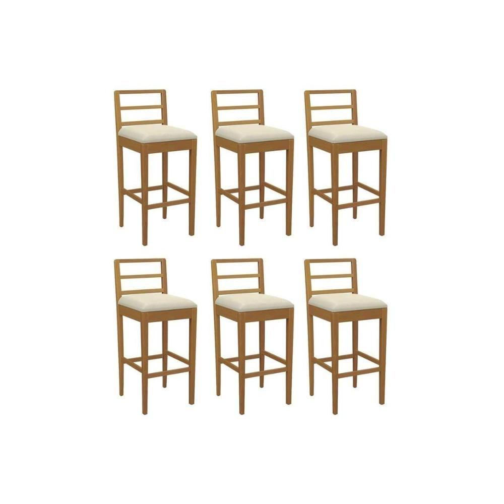 Banqueta Sala De Jantar Sofia 1bmm006ca Premium Madeira Maciça Kit 6 Un Carvalho-linho Bege Argila - Kappesberg - 1