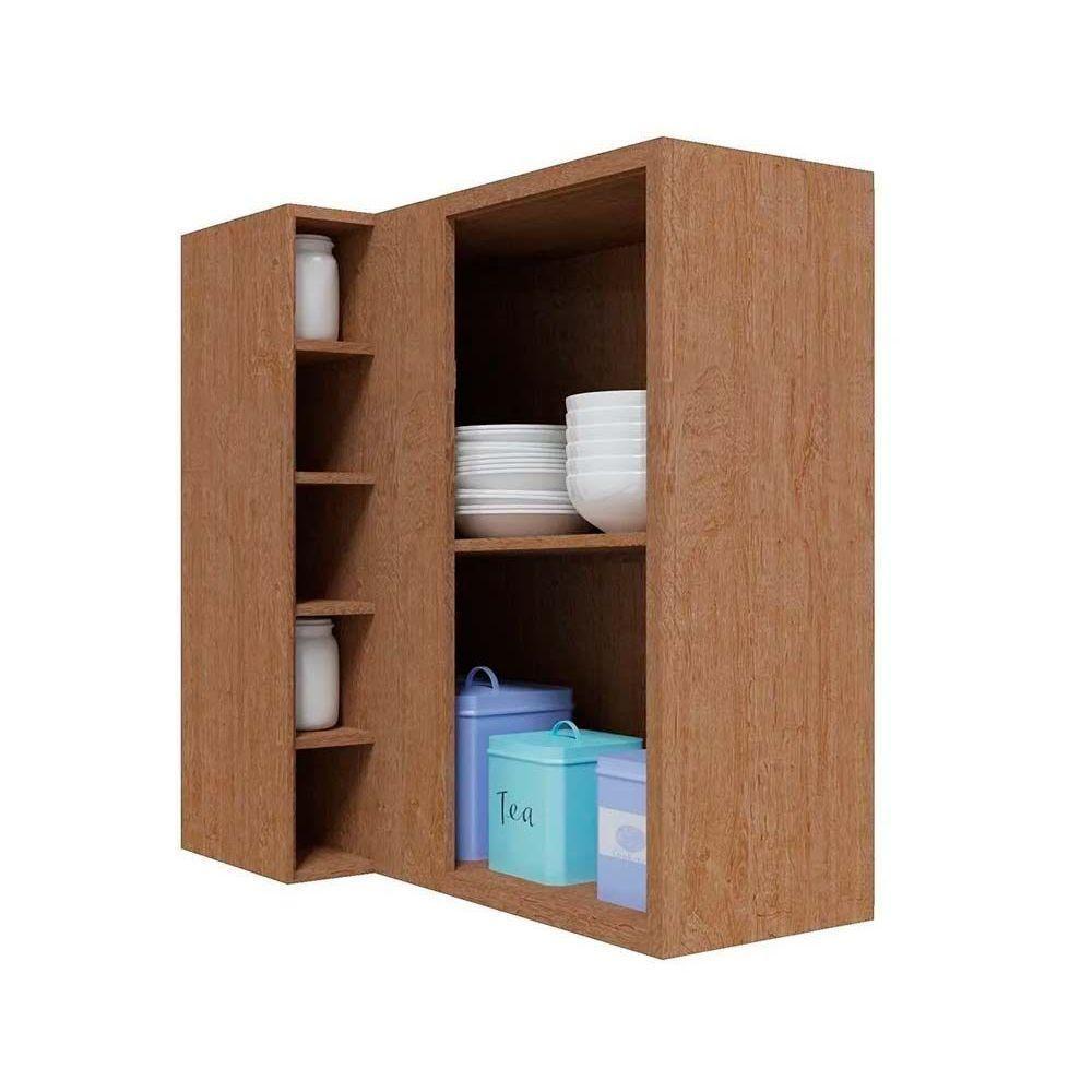 Armário Aéreo P- Cozinha Canto Syrah C- 1 Porta E 5 Nichos 88cm Amendoa-grafite - Ronipa - 5