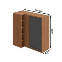 Armário Aéreo P- Cozinha Canto Syrah C- 1 Porta E 5 Nichos 88cm Amendoa-grafite - Ronipa - 3