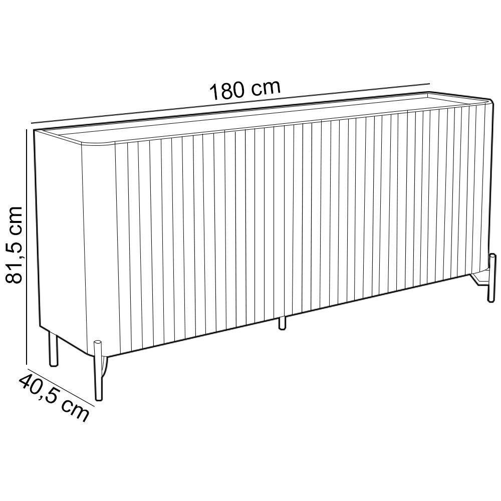 Buffet Sala De Jantar 4 Portas Brise 1 Gaveta Pés Industrial Preto Naim I03 Musgo - Lyam - 5