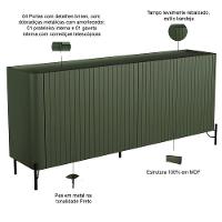 Buffet Sala De Jantar 4 Portas Brise 1 Gaveta Pés Industrial Preto Naim I03 Musgo - Lyam