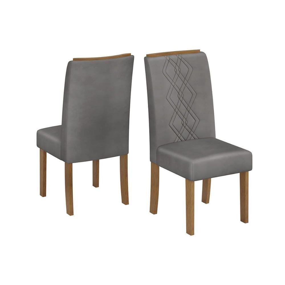 Cadeira Sala De Jantar Ayla Kit 2 Un Freijo-suede Lunar Grafite - Dj Móveis - 1