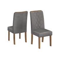 Cadeira Sala De Jantar Ayla Kit 2 Un Freijo-suede Lunar Grafite - Dj Móveis - 1