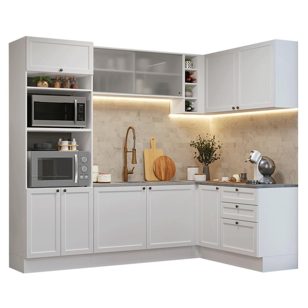 Armário De Cozinha Completa De Canto 399 Cm Branco Vik Madesa 01 Branco - 2
