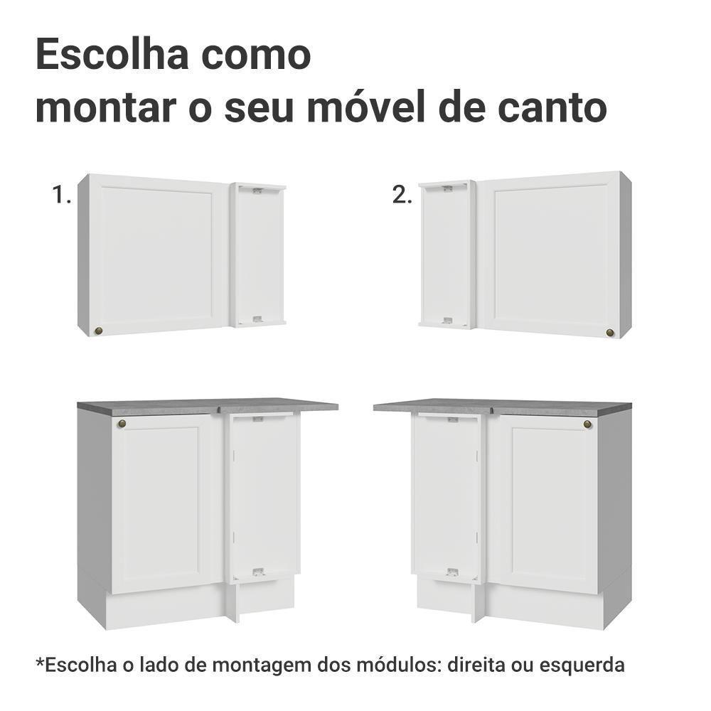Armário De Cozinha Completa De Canto 399 Cm Branco Vik Madesa 01 Branco - 9