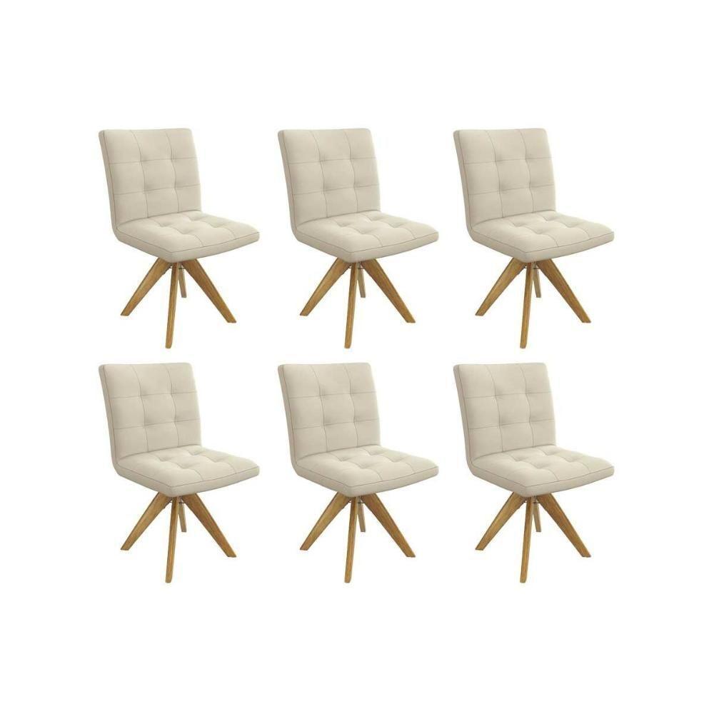 Cadeira Sala De Jantar Nice 1c001ca Premium Madeira Maciça Kit 6 Un Carvalho-linho Bege Argila - Kappesberg - 1