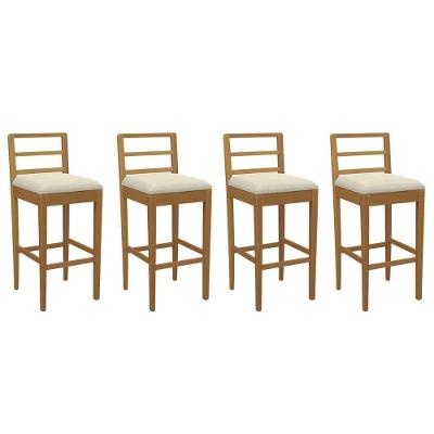 Banqueta Sala De Jantar Sofia 1bmm006ca Premium Madeira Maciça Kit 4 Un Carvalho-linho Bege Argila - Kappesberg