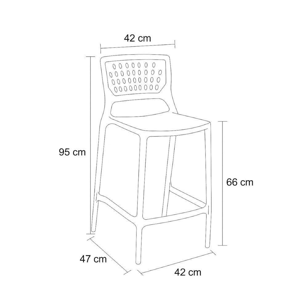 Banqueta Alta Para Bancada E Cozinha Vermelho Pastel Empilhável Marte Em Polipropileno Acrilys - 5