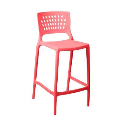 Banqueta Alta Para Bancada E Cozinha Vermelho Pastel Empilhável Marte Em Polipropileno Acrilys