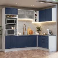 Armário De Cozinha Completa De Canto 399 Cm Branco-azul Vik Madesa 01 Branco-azul - 1