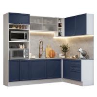 Armário De Cozinha Completa De Canto 399 Cm Branco-azul Vik Madesa 01 Branco-azul - 2