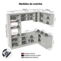 Armário De Cozinha Completa De Canto 399 Cm Branco-azul Vik Madesa 01 Branco-azul - 3