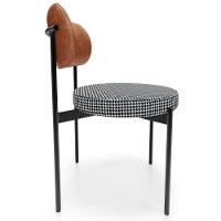 Cadeira Decorativa Estofada Para Sala De Jantar Louvre L02 Couríssimo Camel Pied Poule - Lyam Decor - 6